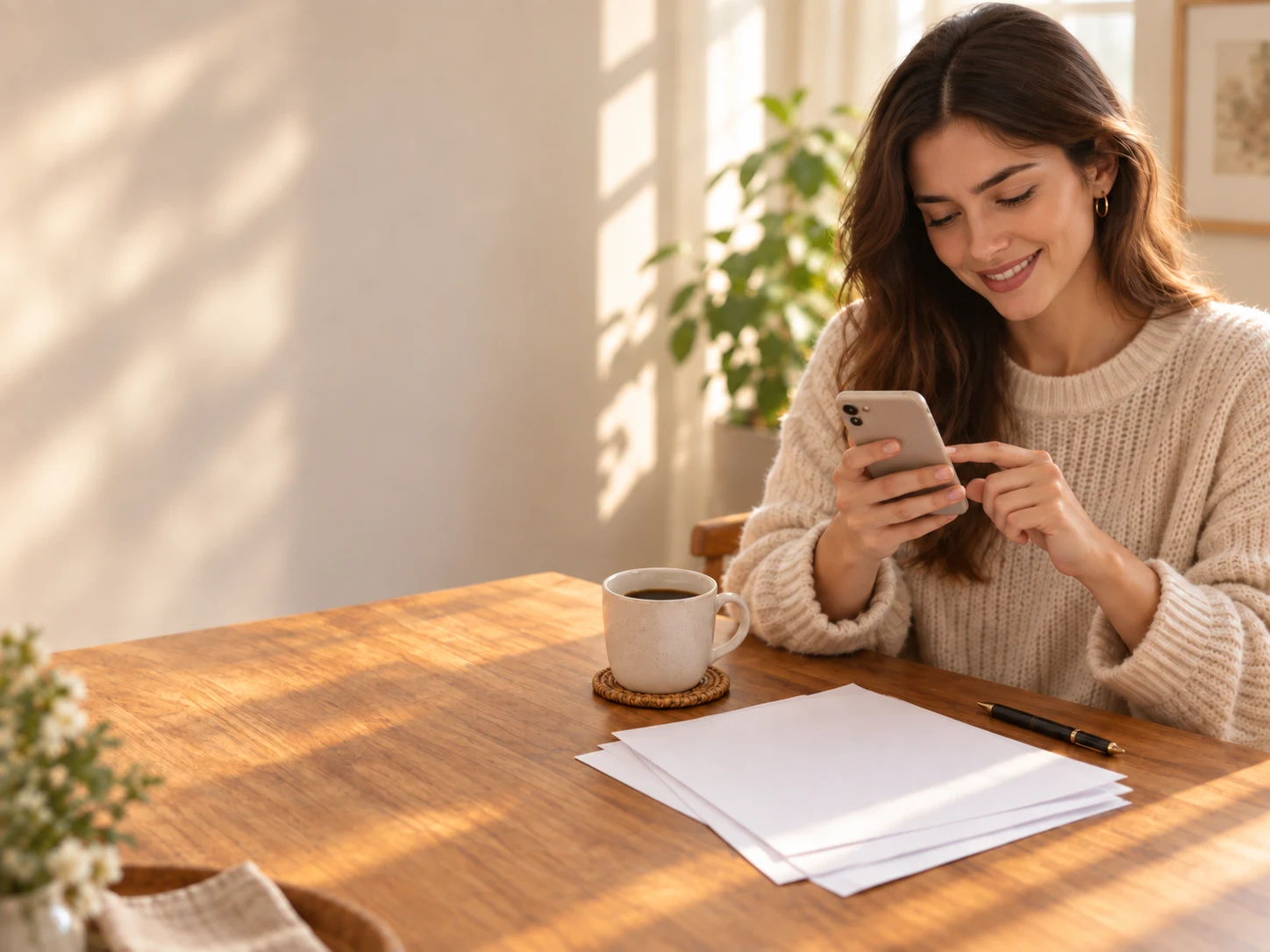 Persona revisando su perfil de compatibilidad en Dommio desde el teléfono